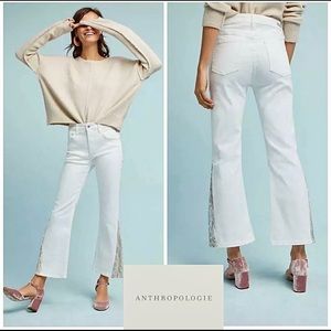 Anthropologie Pilcro White Flared Jean Sequin
